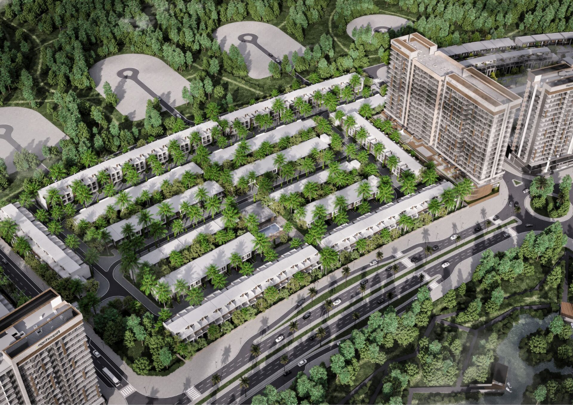 A stunning view of Verdana 6 Dubai townhouses, showcasing modern architecture and spacious layouts in Dubai Investment Park.